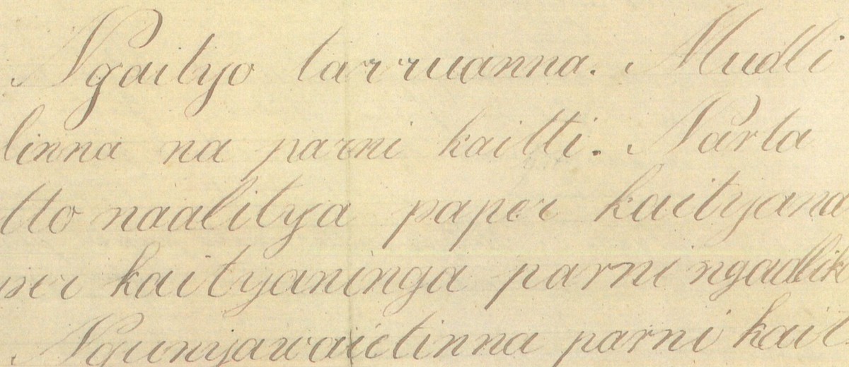Letter in Kaurna by Pitpauwe, 1843