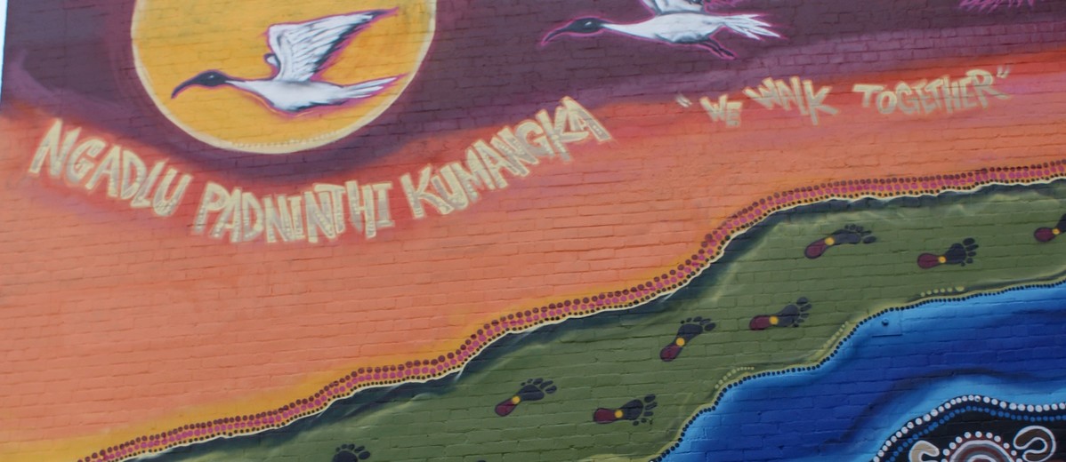 Image: Narisha Cash's Ngadlu Padninthi Kamanka mural (2017)