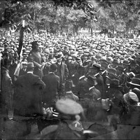 Image: An army officer addresses a large crowd