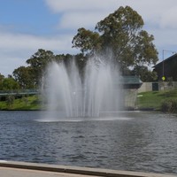 Image: Water fountain in the middle of river