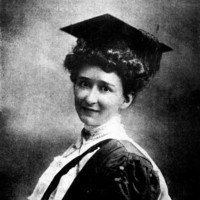 Image: head and shoulders shot of young woman wearing mortar board