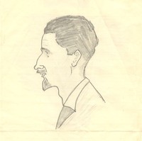 Image: pencil drawing of man’s head in profile