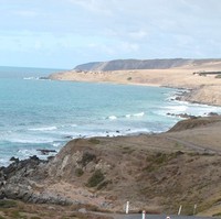 Image: view looking down on beach and sea