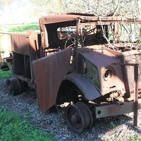 Image: rusted remains of truck