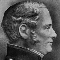 Image: A sketch portrait of a middle-aged, clean-shaven man in a naval uniform