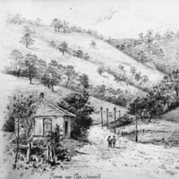 Image: Sketch of toll house and road