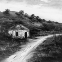 Image: Oil painting of a small toll house