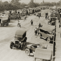 Image: Crowded street with 1920s cars