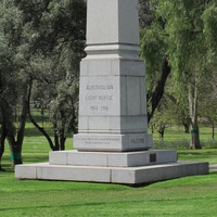 Image: A memorial to the Australian Light Horse, it is a tall grey column