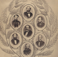 Image: composite image depicting portraits of men from a survey expedition