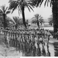 Image: Soldiers march in front of Torrens Parade Ground