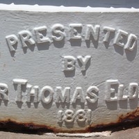 Presented by Sir Thomas Elder 1881 embossed on base of column, Elder Park rotunda