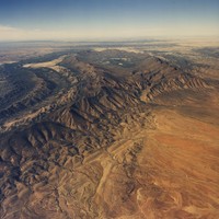 Image: aerial view of hilly ranges