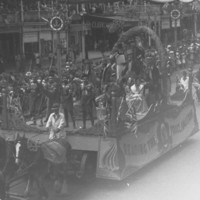 Image: black and white photo of parade float