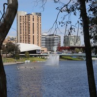 Image: View of lake and buildings