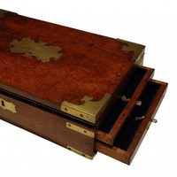 Image: wooden box with two open drawers