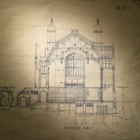 Image: An architectural drawing of a large hall 