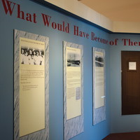 Image: Museum exhibition panels entitled "What Would Have Become of Them?"