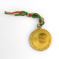 Image: bronze medal with striped ribbon