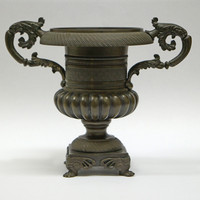 Image: Hellenic vase shaped bronze urn on square base