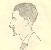 Image: pencil drawing of man’s head in profile