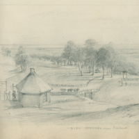 Image: Sketch of a toll house and winding country road