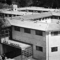 Image: black and white photo of building complex