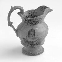 Image: brown jug with images of flowers and a woman