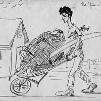 Image: drawing of man pushing wheelbarrow