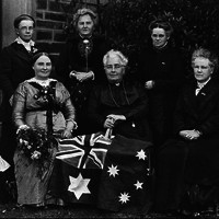 Image: group of women with flag