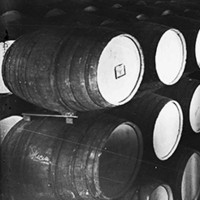 Image: wine barrels in cellar