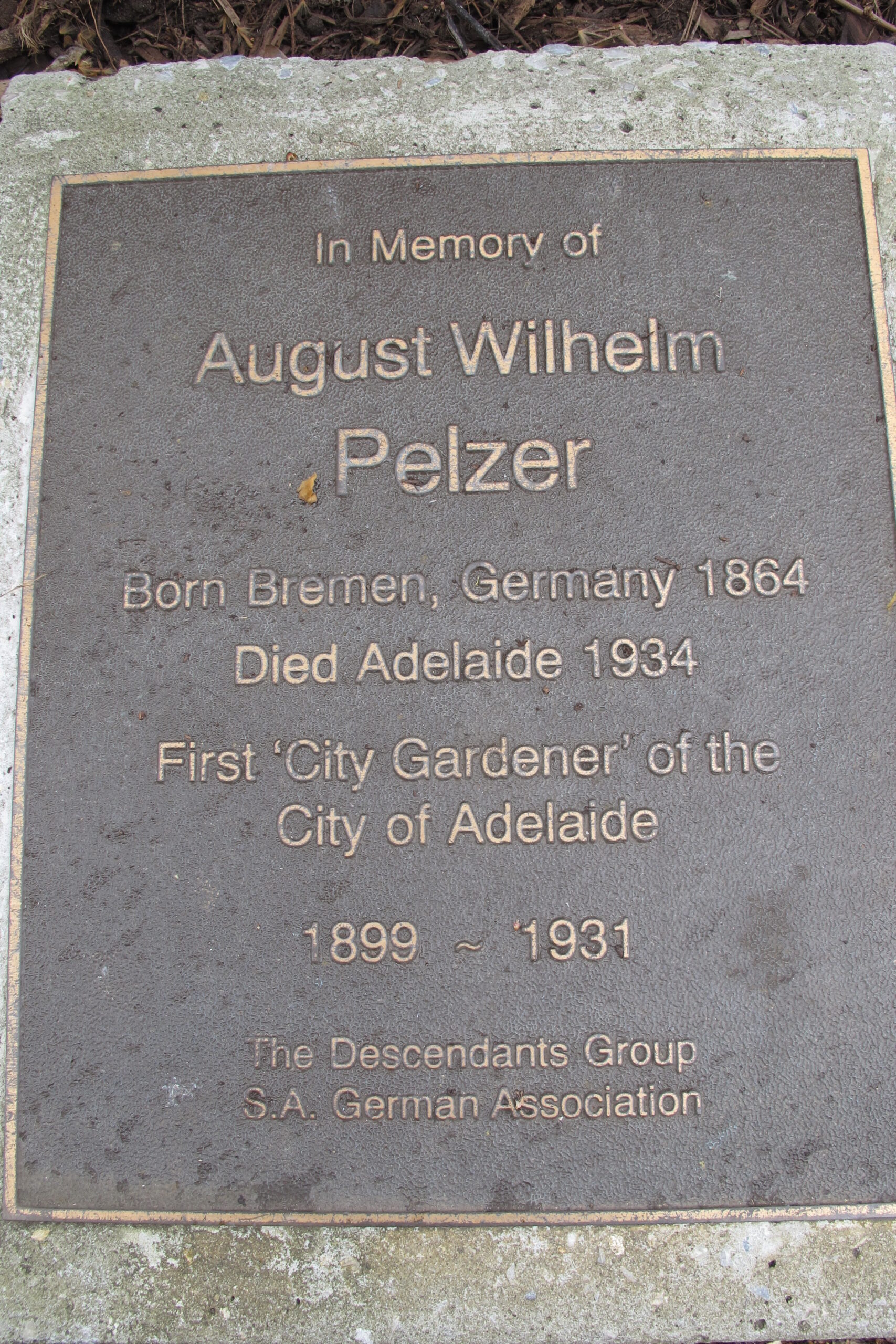 August Wilhelm Pelzer Plaque