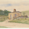 Image: Watercolour image of a toll house covered in advertising