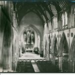 Image: Interior view of a Gothic Revival Cathedral towards altar