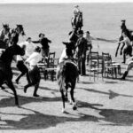 Image: Men and horses playing musical chairs