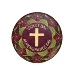 Image: purple badge with cross and violet images