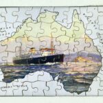 Image: Jigsaw with image in shape of Australia overlaid with steamship on ocean