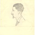 Image: pencil drawing of man’s head in profile