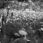 Image: An army officer addresses a large crowd