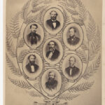 Image: composite image depicting portraits of men from a survey expedition