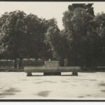 Image: large concrete trough engraved with memorial dates