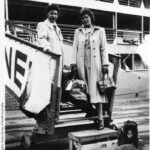 Image: Two women disembarking from a ship