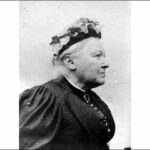 Image: Black and white photograph of elderly woman in profile