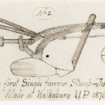 Image: A hand-drawn sketch of a plough. ‘Rough Sketch of the first single-furrow Stump-Jump Plough. Made at Kalkabury, Y.P. [Yorke Peninsula], 1876’. The sketch is signed ‘C.H. Smith’