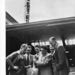 Preparations for painting West End Brewery chimney, 5 October 1954