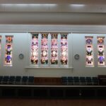 Main hall of Brookman Building with Empire inspired stained glass windows, 2013