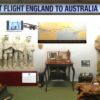 Image: display featuring map, manequin in flight gear and statue of four men