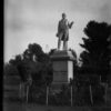 Image: black and white photo of statue in garden