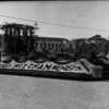 Image: floral float in front of building