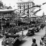 Image: black and white photo of pageant float